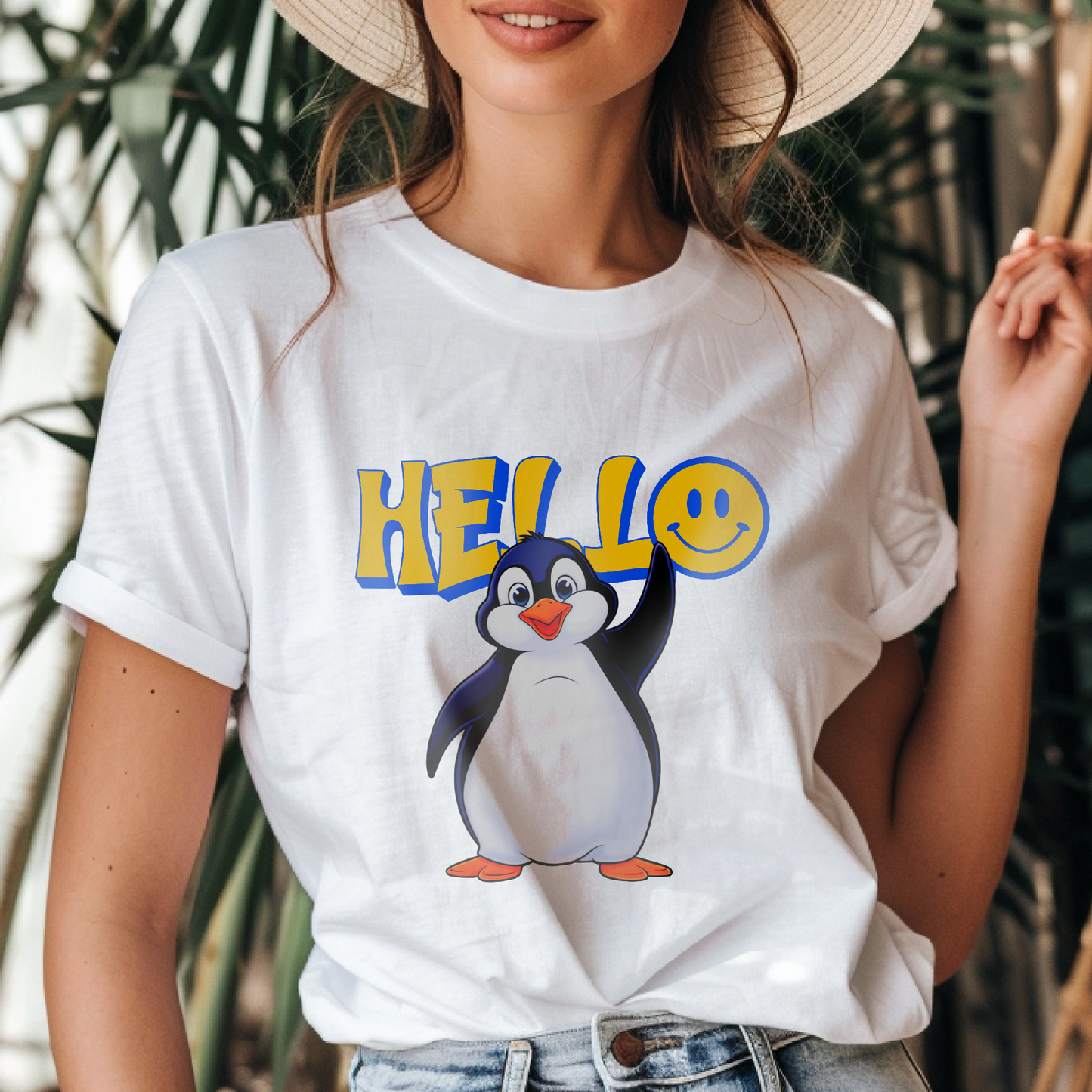 Hello Smiley Penguin – Unisex T-shirt
