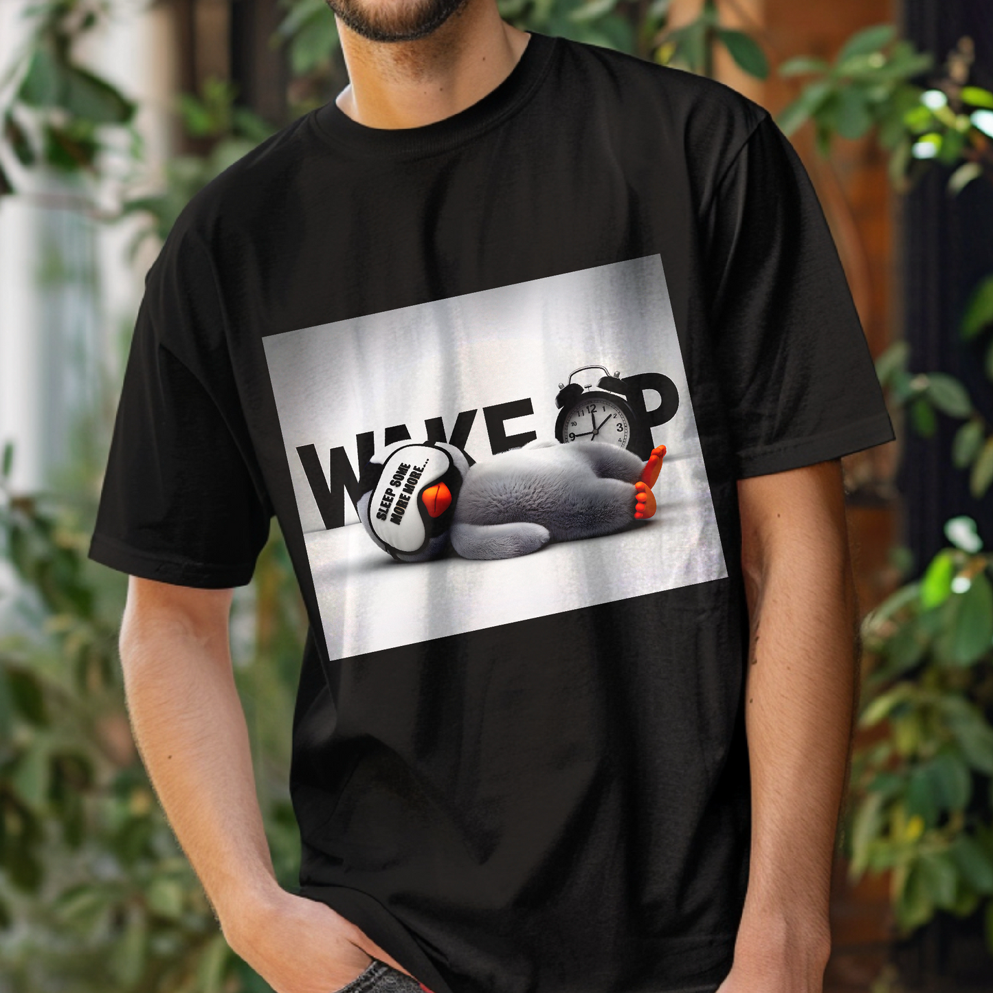 WAKE UP β Sleepy Penguin Classic β Unisex T-shirt