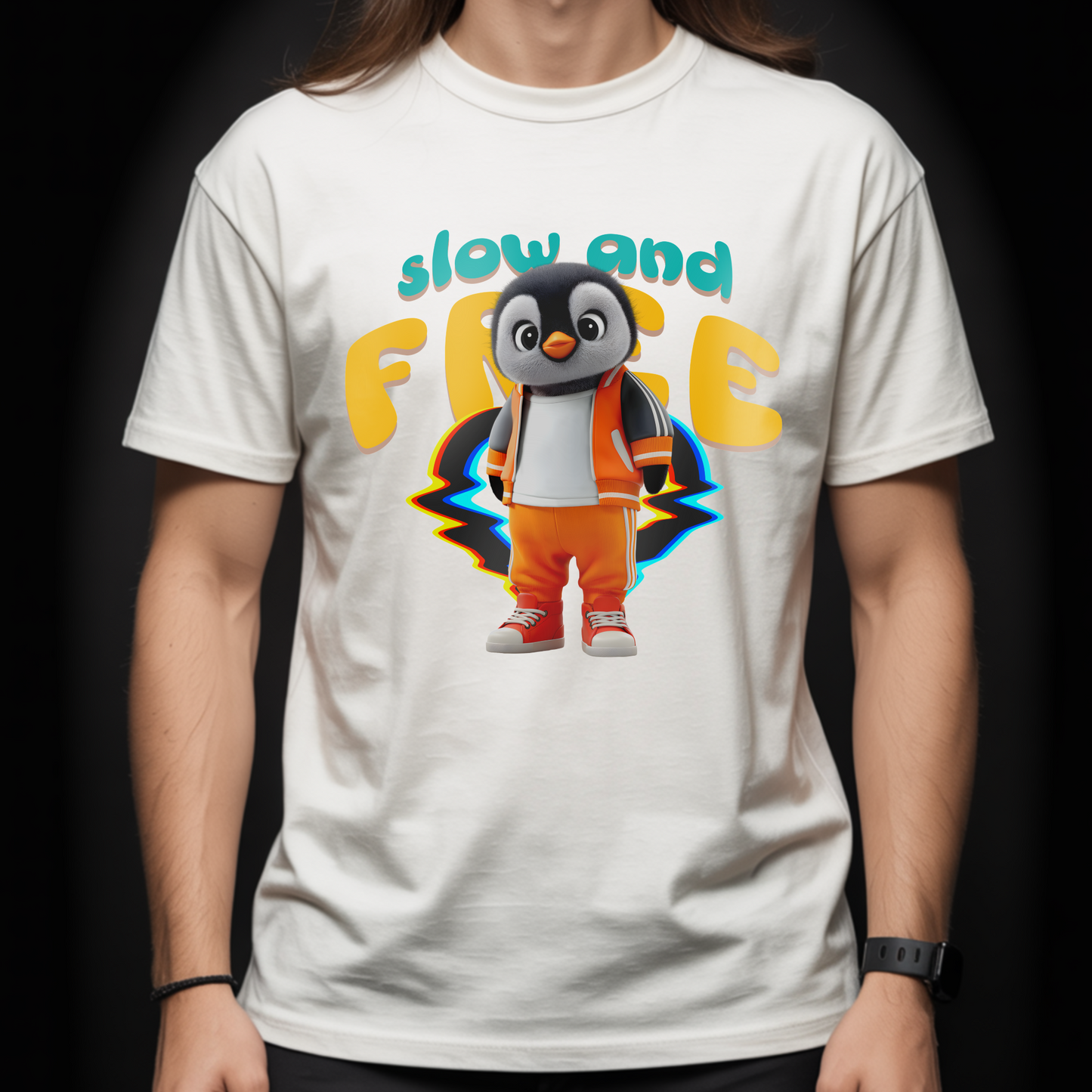 Slow and Free – Chill Penguin Vibes – Unisex T-shirt