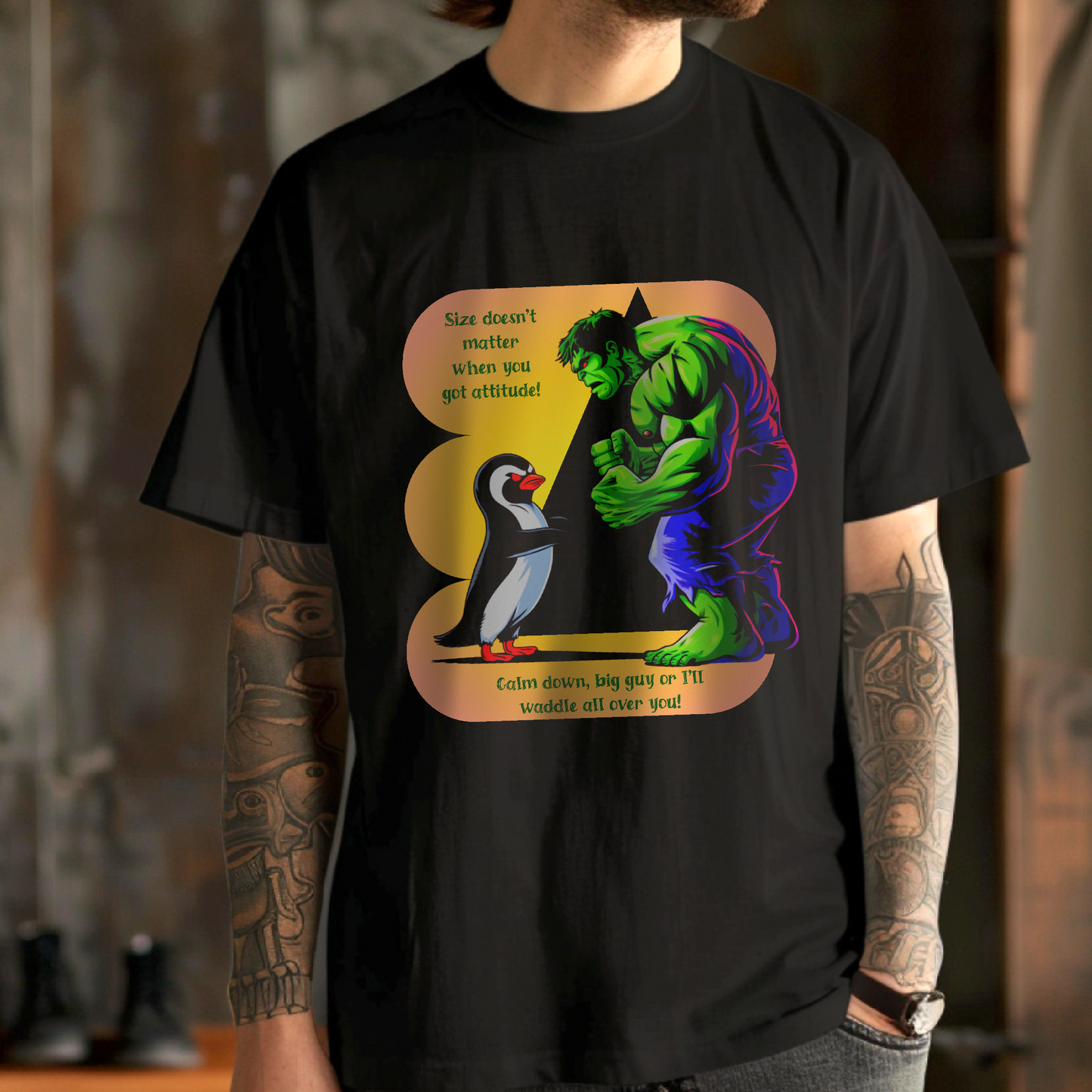 Penguin vs Hulk – Unisex T-shirt