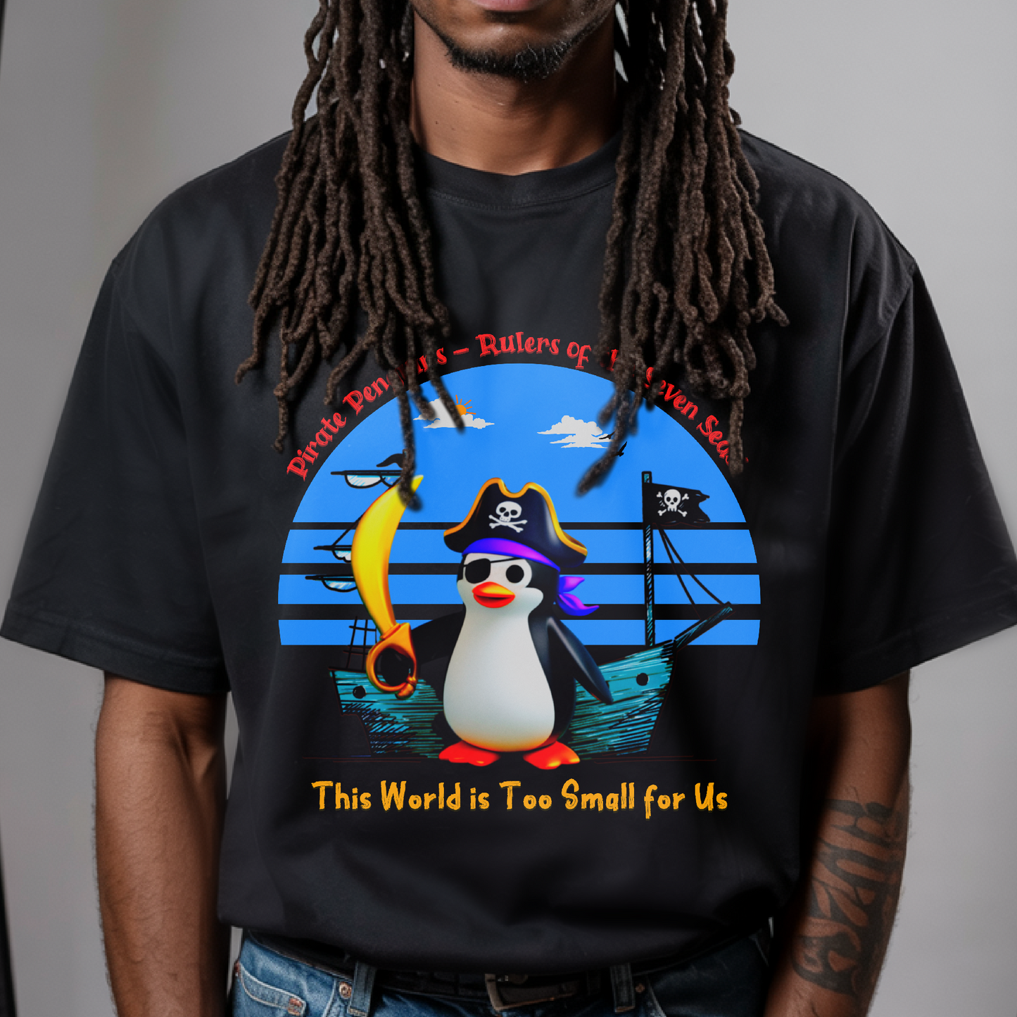 Pirate Penguin – Ruler of the Seven Seas – Unisex T-shirt