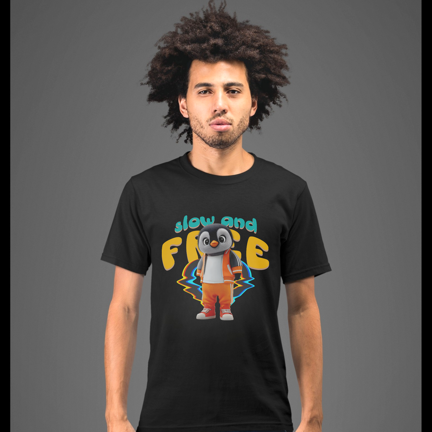 Slow and Free – Chill Penguin Vibes – Unisex T-shirt