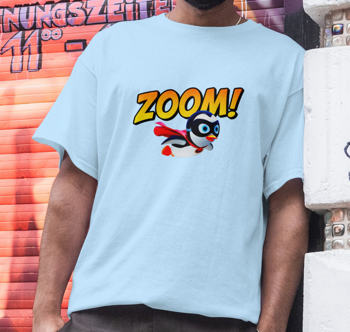 Zoom Penguin – Super Speed Hero – Unisex T-shirt