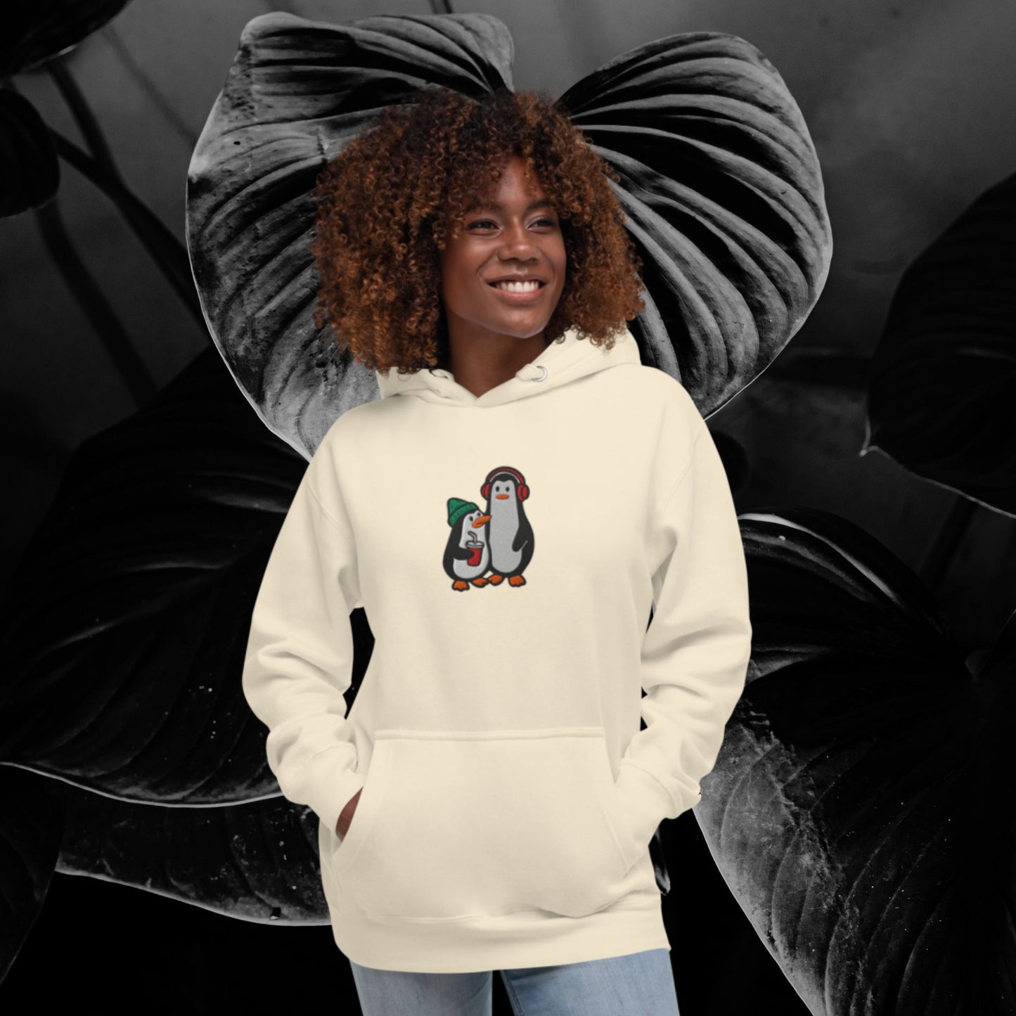 Chill Penguin Duo – Embroidered Unisex Hoodie