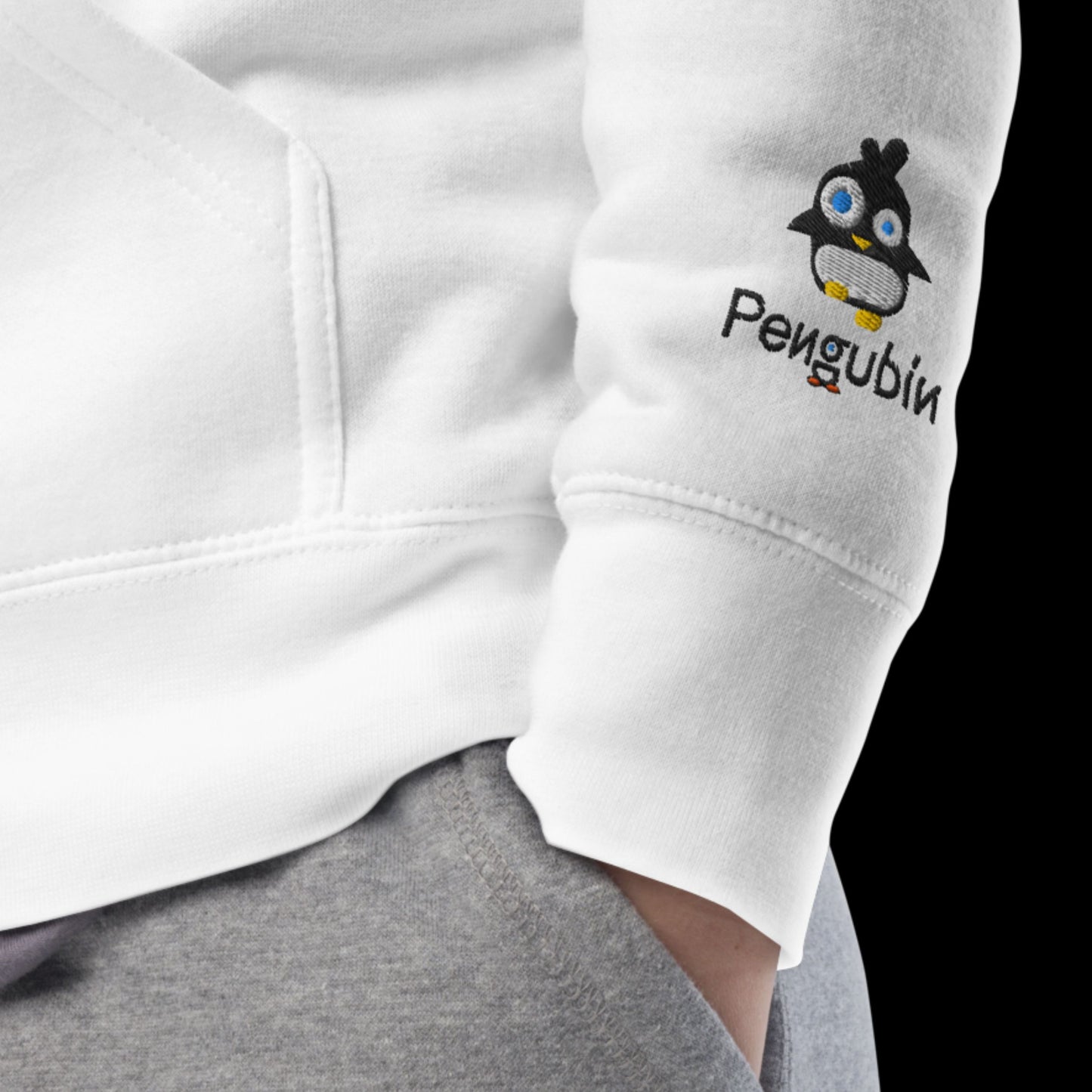 Penguin With Heart Balloon – Embroidered Unisex Hoodie