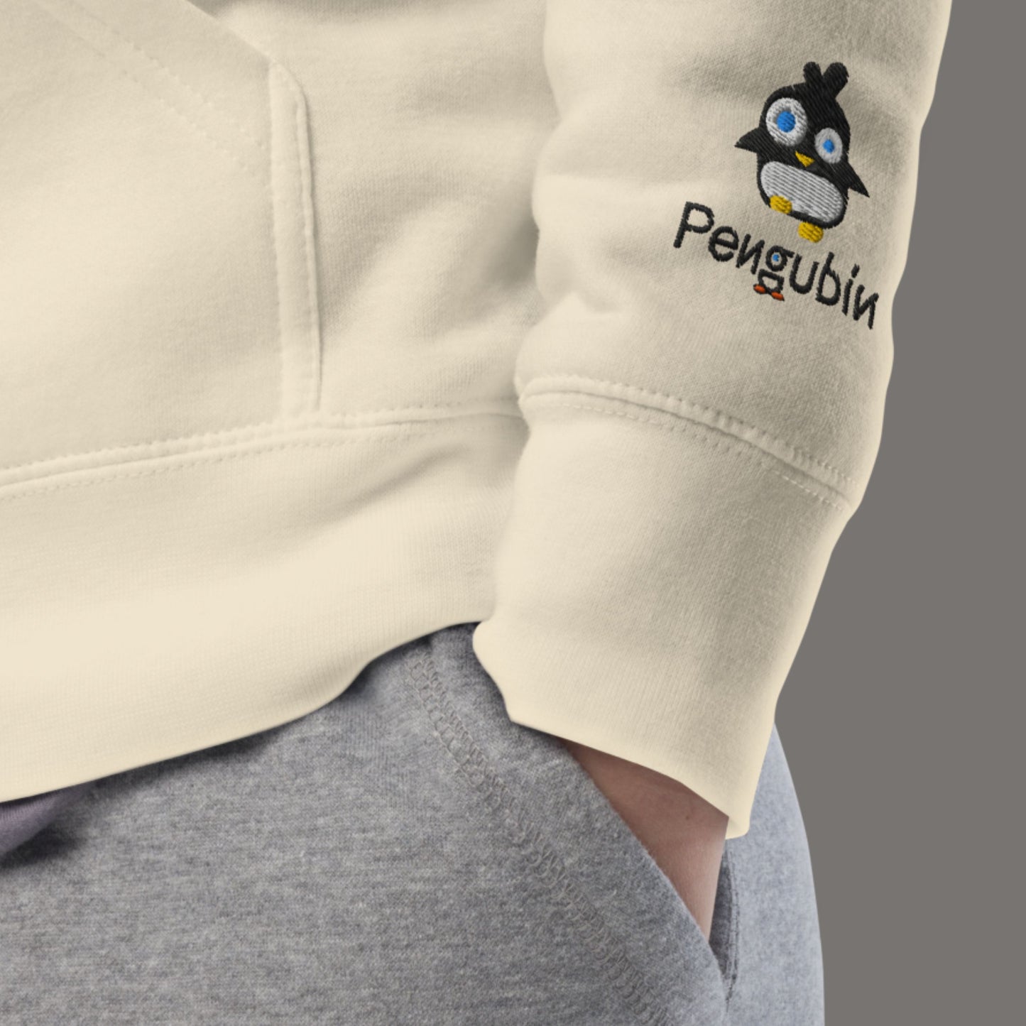 Polar Bear & Penguin at Moonlight – Embroidered Unisex Hoodie