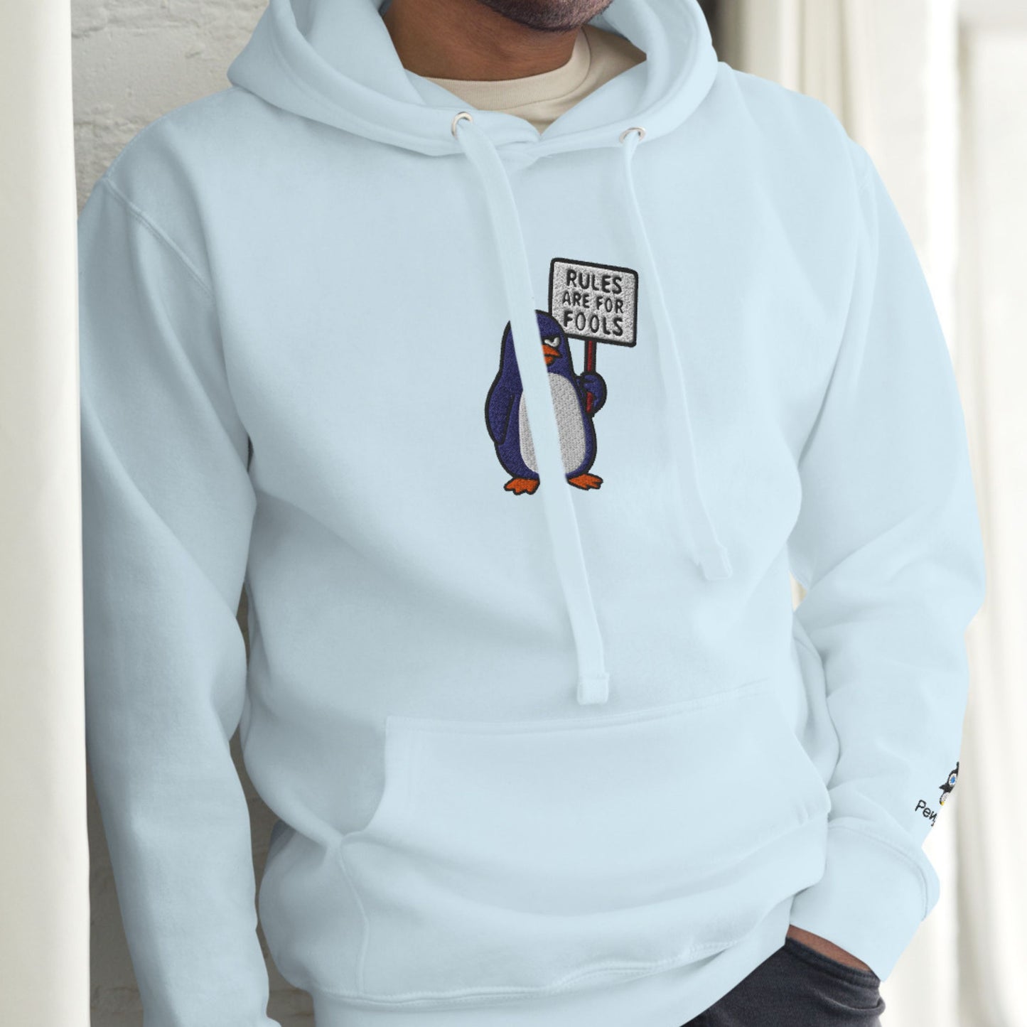 Rebel Penguin With Attitude – Embroidered Unisex Hoodie