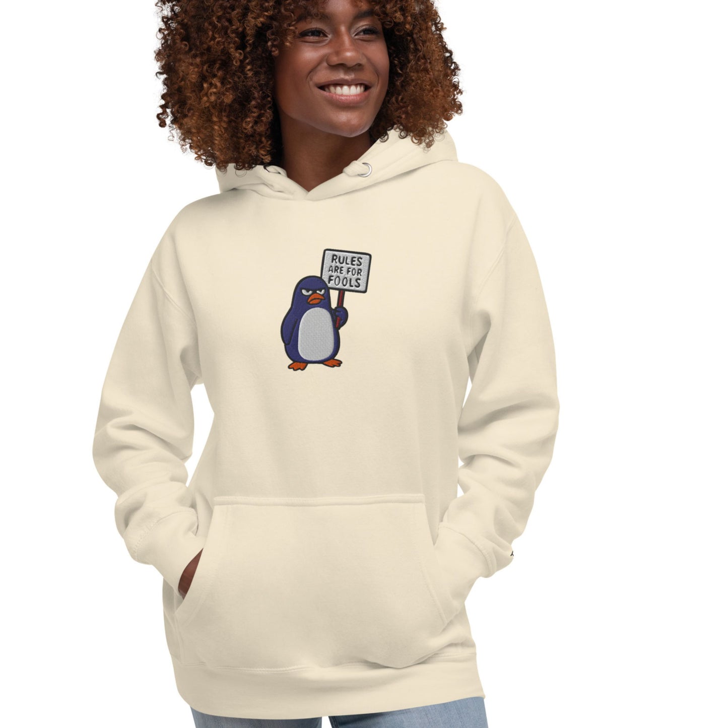 Rebel Penguin With Attitude – Embroidered Unisex Hoodie