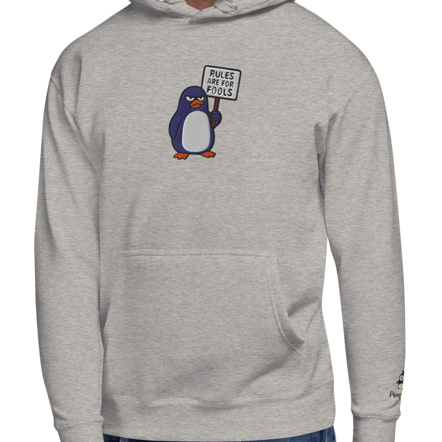 Rebel Penguin With Attitude – Embroidered Unisex Hoodie