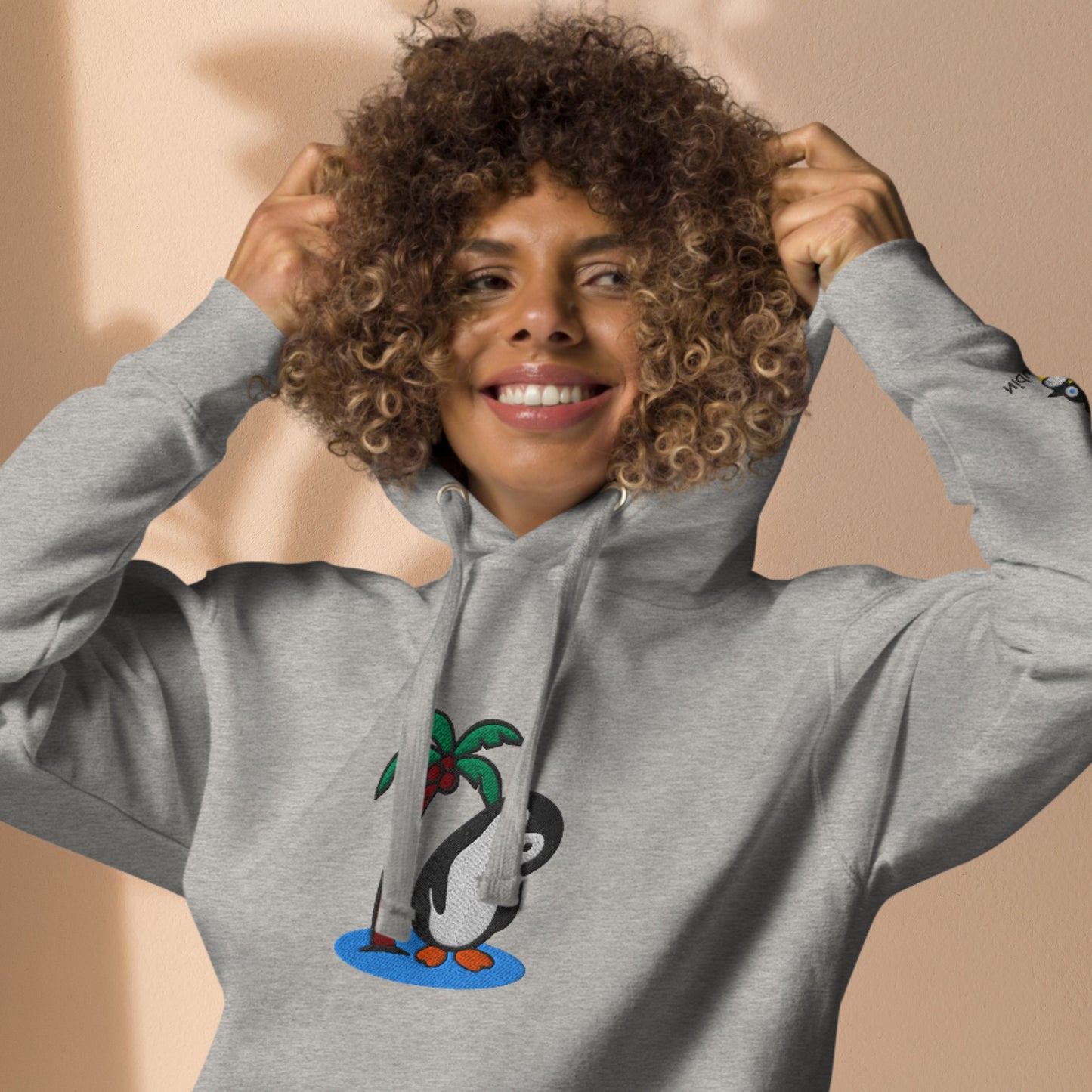 Tropical Penguin Escape – Embroidered Unisex Hoodie