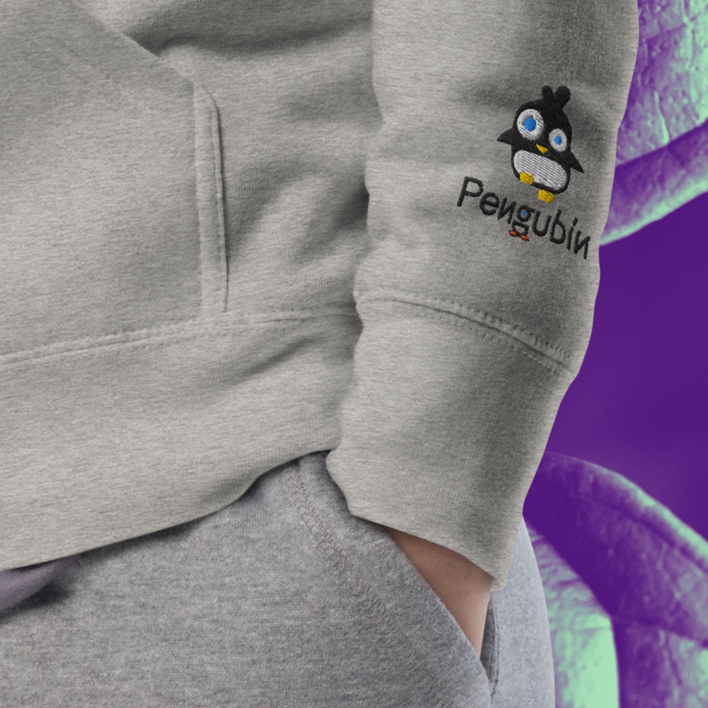 Tropical Penguin Escape – Embroidered Unisex Hoodie