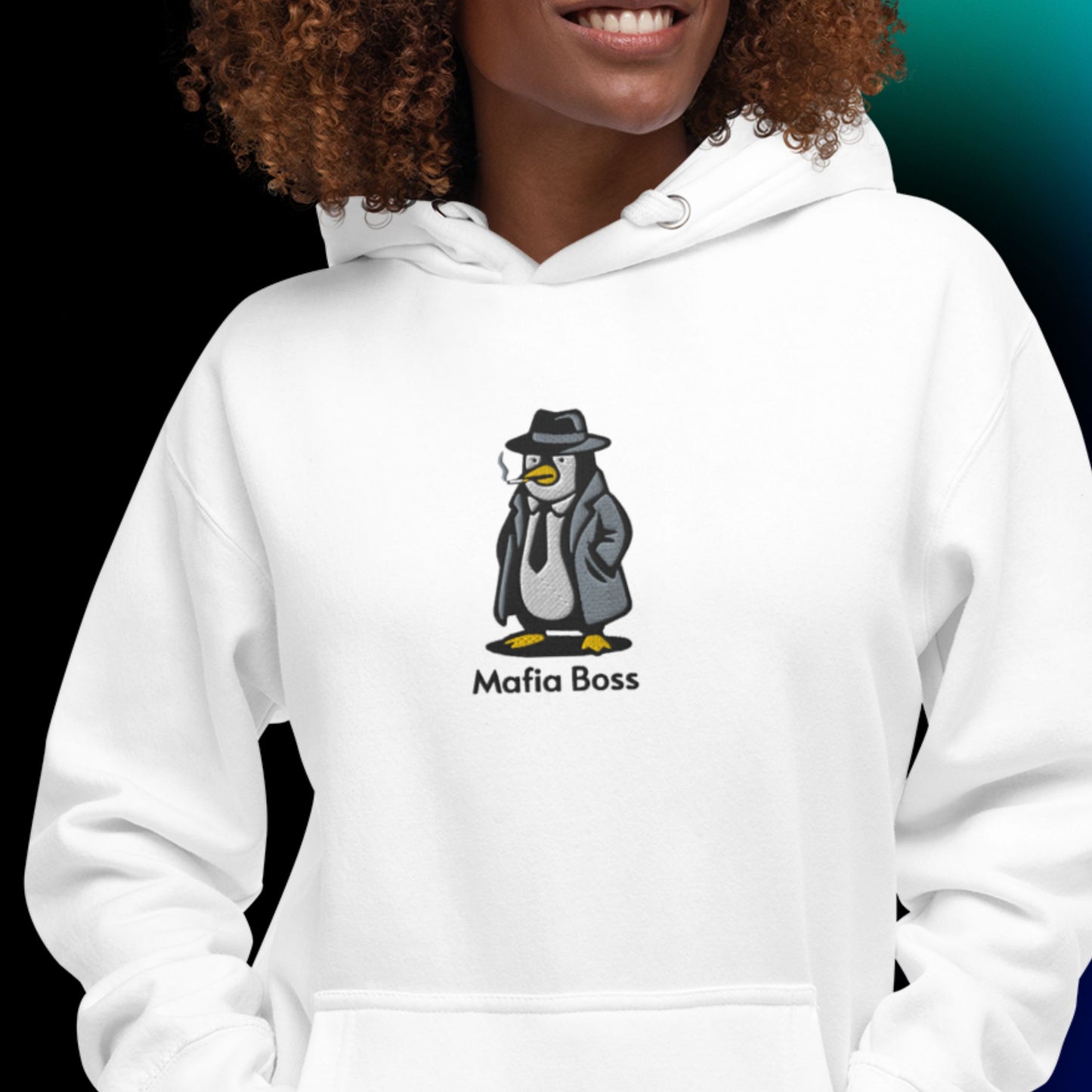 Mafia Boss Penguin – Embroidered Unisex Hoodie