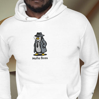 Mafia Boss Penguin – Embroidered Unisex Hoodie