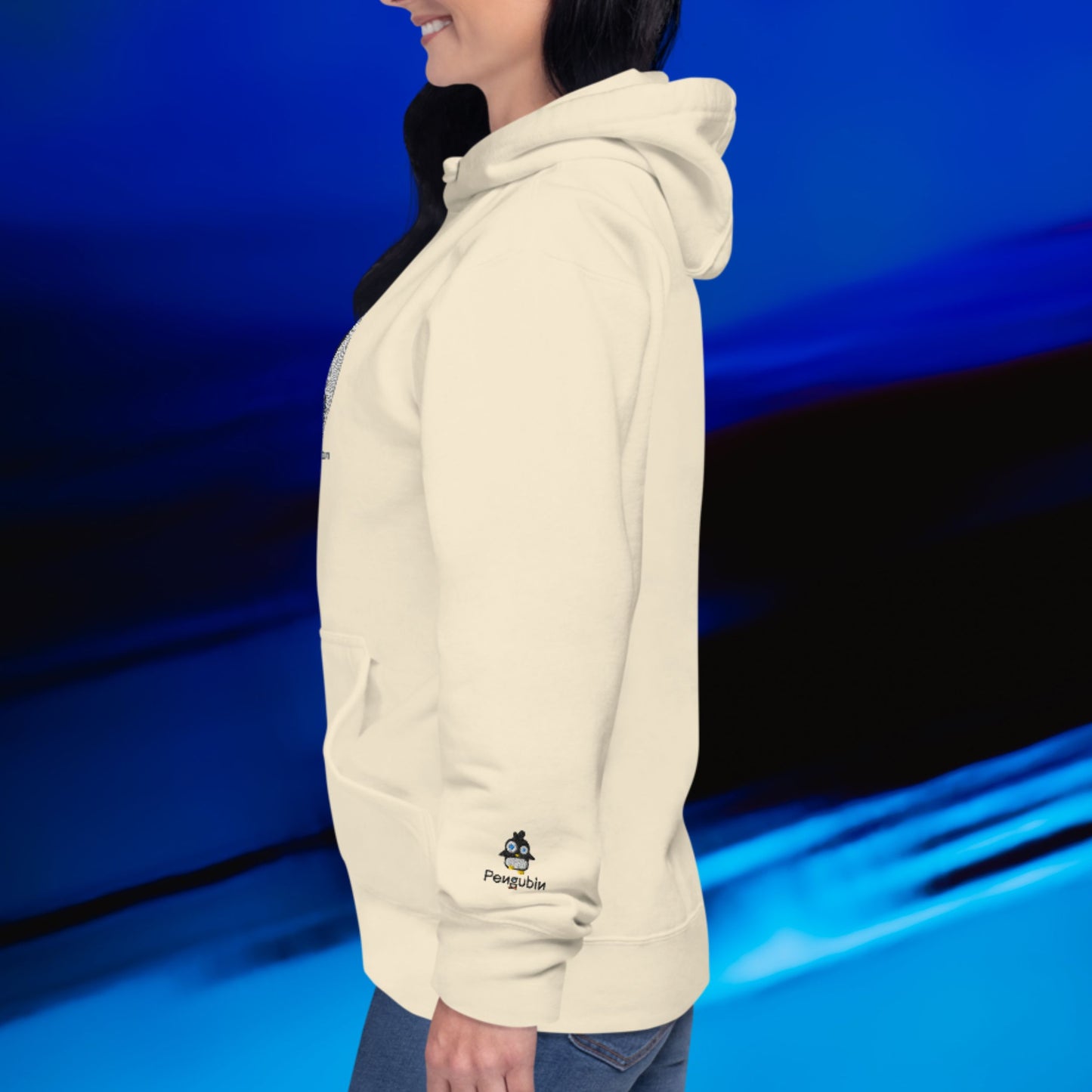 Masked Penguin on Bike – Embroidered Unisex Hoodie