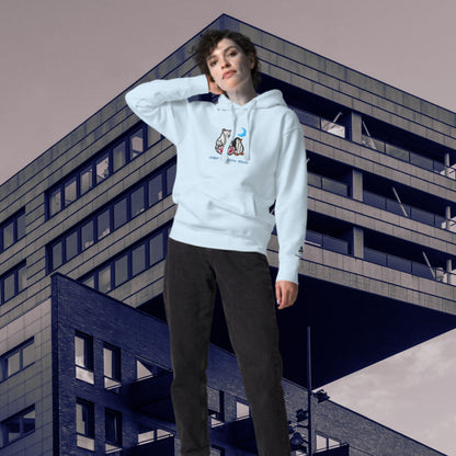 Polar Bear & Penguin at Moonlight – Embroidered Unisex Hoodie